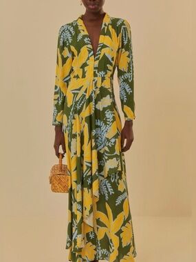 FARM Rio Tropical Long Sleeve Maxi Dress NWT
